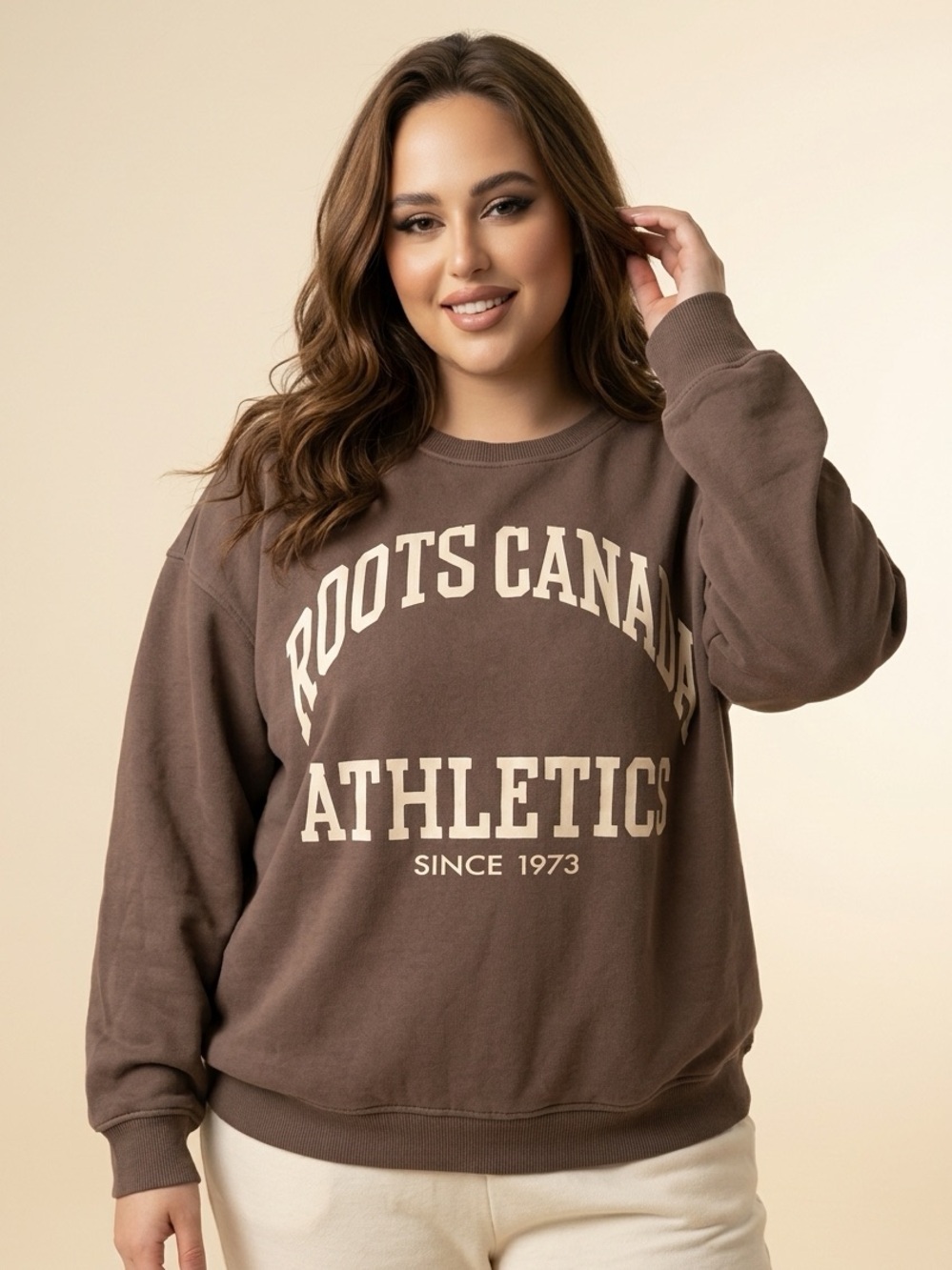 Roots Brown 'Roots Canada Athletics' Crewneck Sweatshirt - Picture 1 of 8